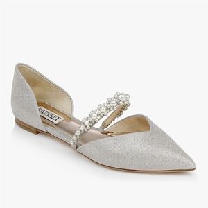 Mischka Natalia Embellished D’Orsay Flat 6.5 Bridal Champagne Pearl